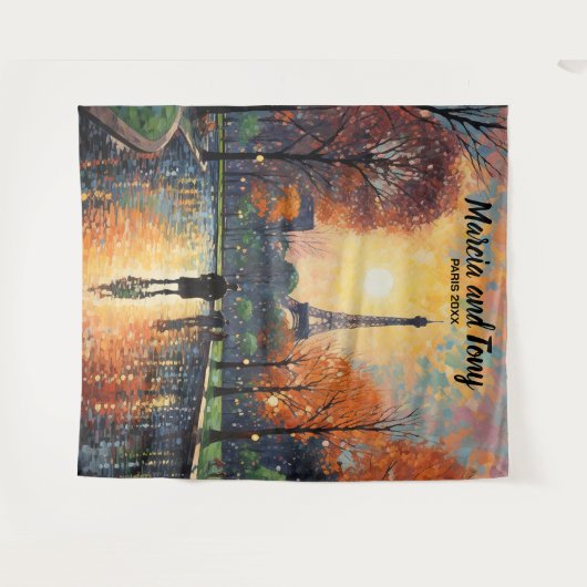 Eiffeltuch und schöner Pariser Straße im Hintergru Wandteppich (Vorderseite (Horizontal))