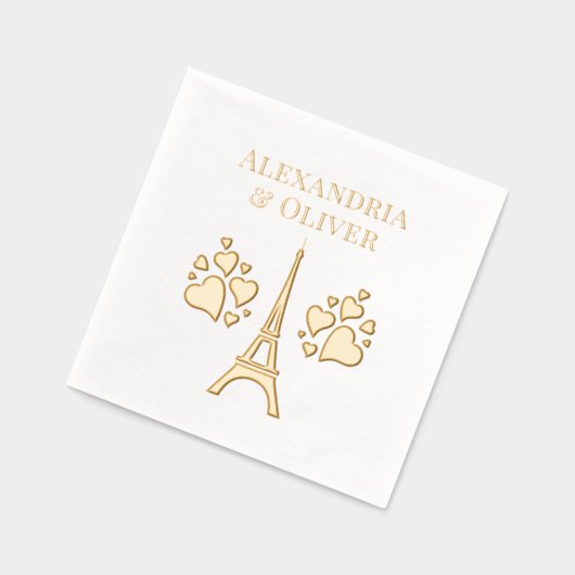 Eiffelturm #1 Erster Nachname oder Paar Servietten Mit Folie (Links)