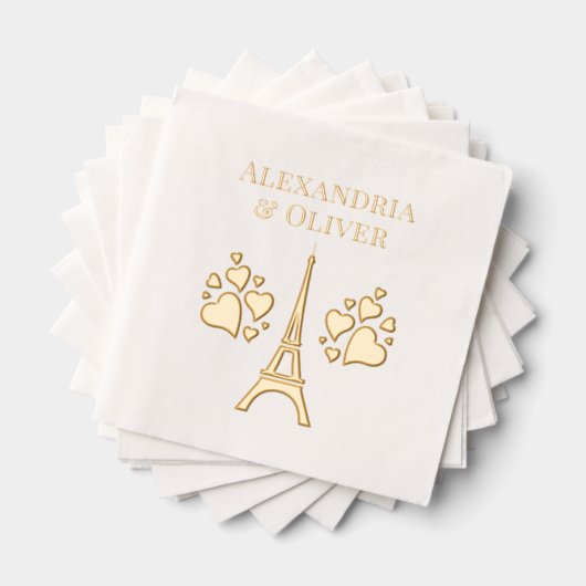 Eiffelturm #1 Erster Nachname oder Paar Servietten Mit Folie (Insitu (Gestapelt))
