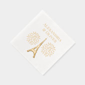 Eiffelturm #1 Silhouette Fireworks Couple Names Servietten Mit Folie (Rechts)