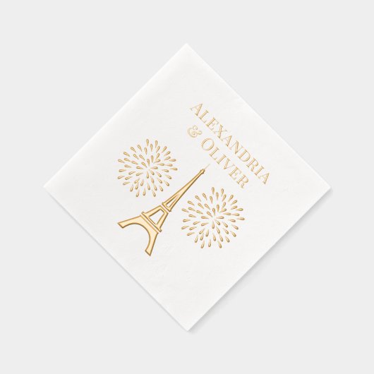 Eiffelturm #1 Silhouette Fireworks Couple Names Servietten Mit Folie (Rechts)