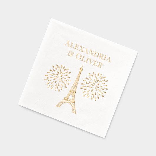 Eiffelturm #2 Silhouette Fireworks Couple Names Servietten Mit Folie (Links)