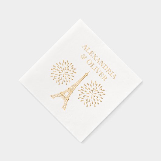 Eiffelturm #2 Silhouette Fireworks Couple Names Servietten Mit Folie (Rechts)