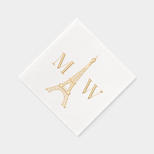 Eiffelturm #2 Zwei Init Couple Wedgram Servietten Mit Folie (Rechts)