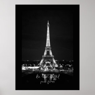 Eiffelturm am Abend B&W Poster