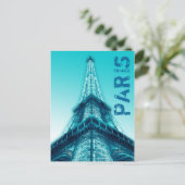 Eiffelturm am Abend Paris Frankreich Postcard Blue Postkarte (Stehend Vorderseite)