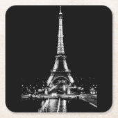 Eiffelturm am Abend schwarzweißer Untersetzer (Vorderseite)