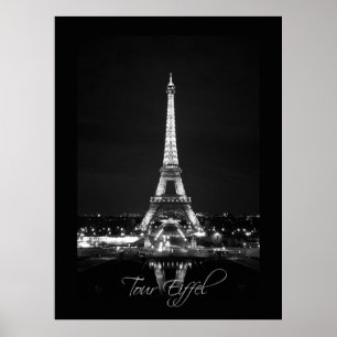Eiffelturm am Night B&W Poster