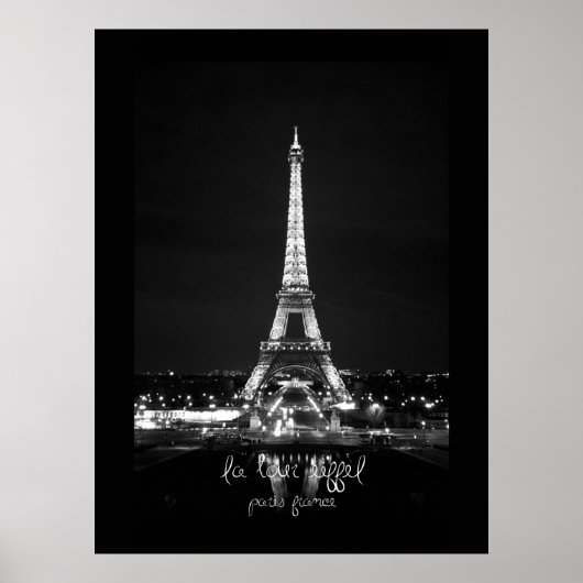 Eiffelturm am Night B&W Poster (Vorne)