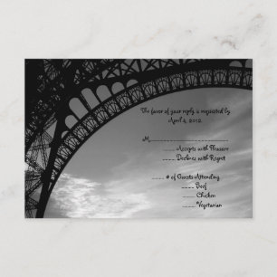 Eiffelturm-Antwort-Karte mit Menü-Wahlen RSVP Karte