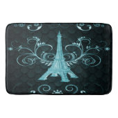 Eiffelturm Aquamarin florale Wirbel Badematte (Vorderseite)