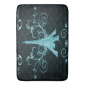 Eiffelturm Aquamarin florale Wirbel Badematte (Vorderseite Vertikal)