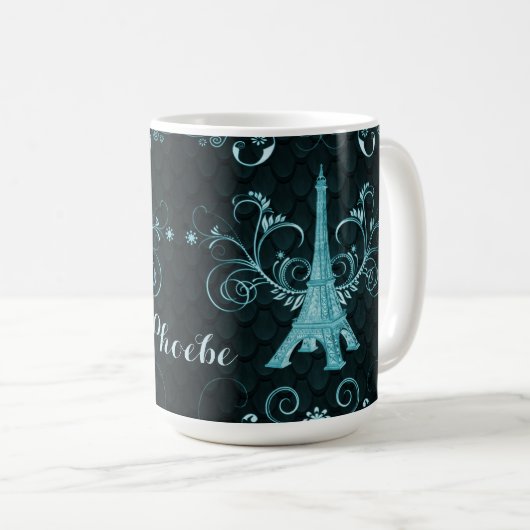 Eiffelturm Aquamarine Wirbel Kaffeetasse (VorderseiteRechts)