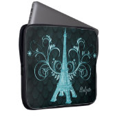 Eiffelturm Aquamarine Wirbel Laptopschutzhülle (Vorne Rechts)