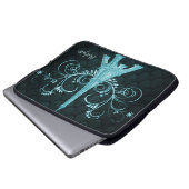 Eiffelturm Aquamarine Wirbel Laptopschutzhülle (Vorne Knopf)