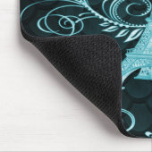 Eiffelturm Aquamariner Blumenwirl Mousepad (Ecke)