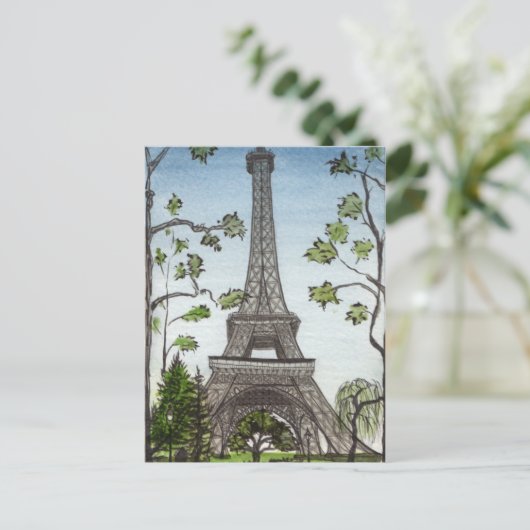 Eiffelturm Aquarell, Paris, Frankreich Postkarte (Stehend Vorderseite)