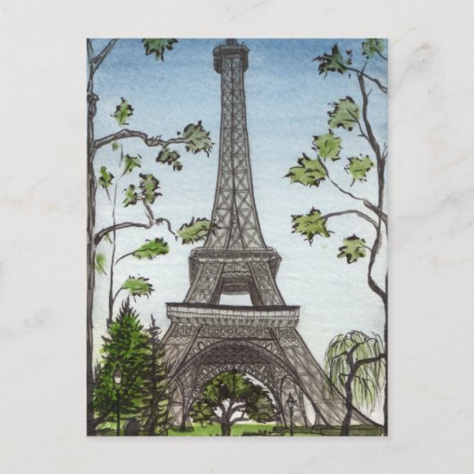 Eiffelturm Aquarell, Paris, Frankreich Postkarte (Vorderseite)