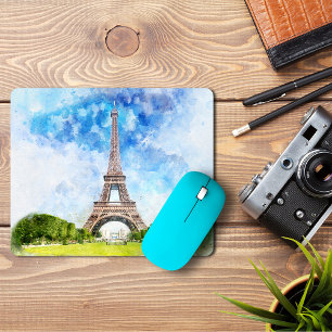 Eiffelturm Aquarell Paris Skyline Kunst Druck Mousepad
