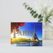 Eiffelturm auf Seine TEXT Paris Postkarte (Stehend Vorderseite)