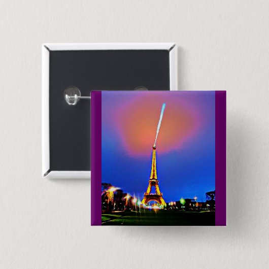 Eiffelturm bei nächtlicher Malerei Button (Vorne & Hinten)