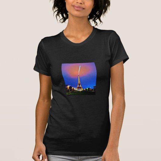 Eiffelturm bei nächtlicher Malerei T-Shirt (Vorderseite)