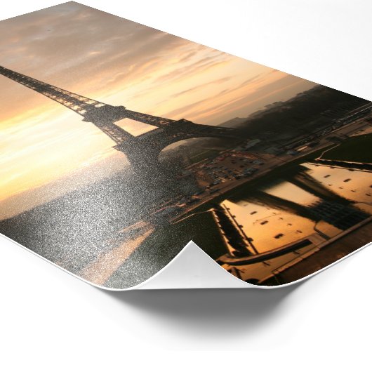 Eiffelturm bei Sonnenaufgang vom Trocadero Fotodruck (Ecke)