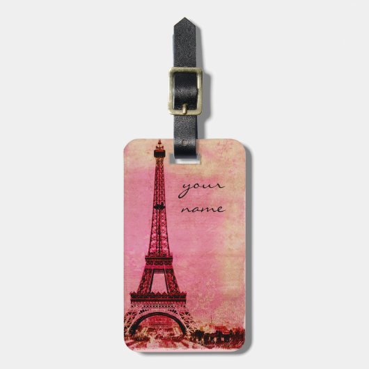 Eiffelturm bei Sonnenuntergang Paris Individueller Gepäckanhänger (Vorderseite vertikal)