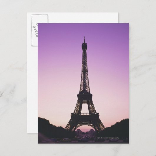 Eiffelturm bei Sonnenuntergang Postkarte (Vorne/Hinten)