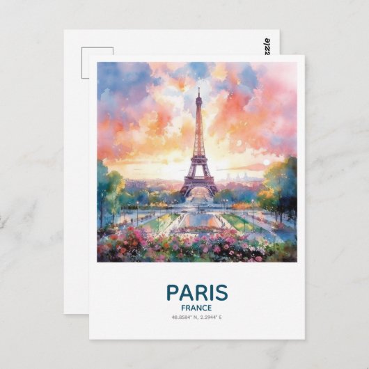 Eiffelturm bei Sunset - Paris, Frankreich Postkarte (Vorne/Hinten)