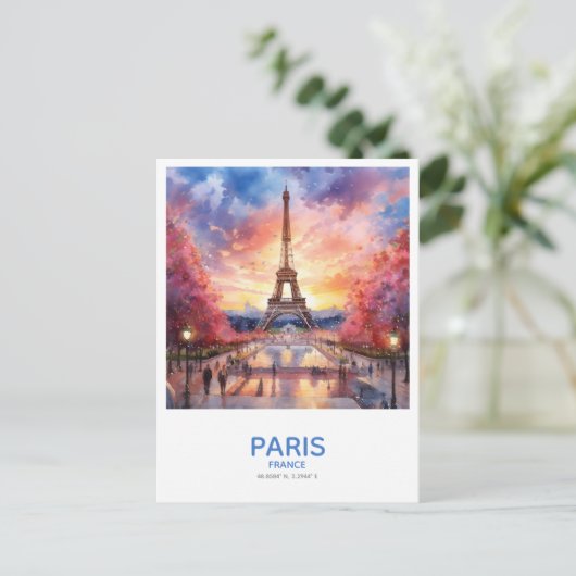 Eiffelturm bei Sunset Save the Date Postkarte (Stehend Vorderseite)