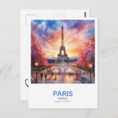 Eiffelturm bei Sunset Save the Date Postkarte (Vorne/Hinten)