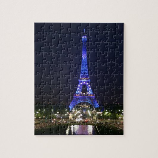 Eiffelturm (blaue Lichter) Puzzle (Vertikal)