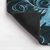 Eiffelturm Blauer Blumenwirl Mousepad (Ecke)