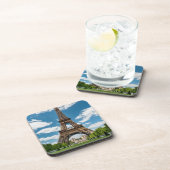 Eiffelturm Blick vom Champ de Mars Public Park Getränkeuntersetzer (Rechte Seite)