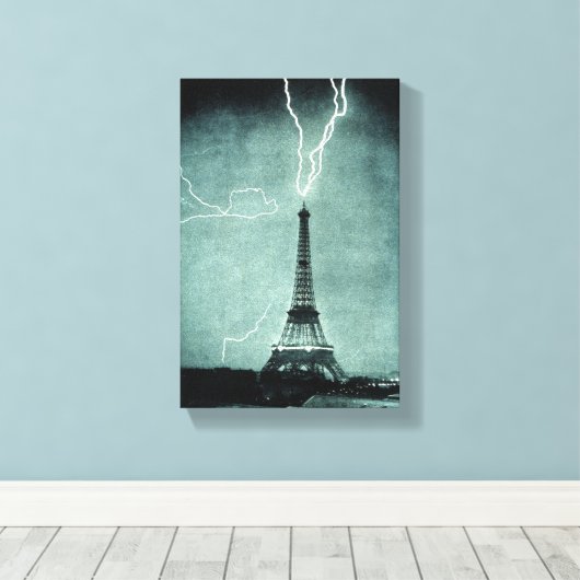 Eiffelturm Blitzschlag Canvas Print Leinwanddruck (Insitu (Holzboden))