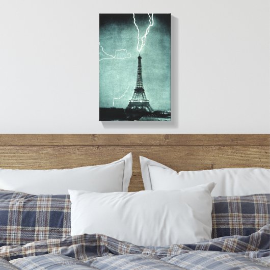 Eiffelturm Blitzschlag Canvas Print Leinwanddruck (Insitu (Schlafzimmer))