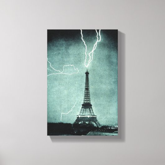 Eiffelturm Blitzschlag Canvas Print Leinwanddruck (Vorderseite)