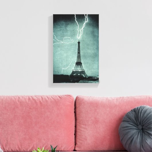 Eiffelturm Blitzschlag Canvas Print Leinwanddruck (Insitu (Wohnzimmer))