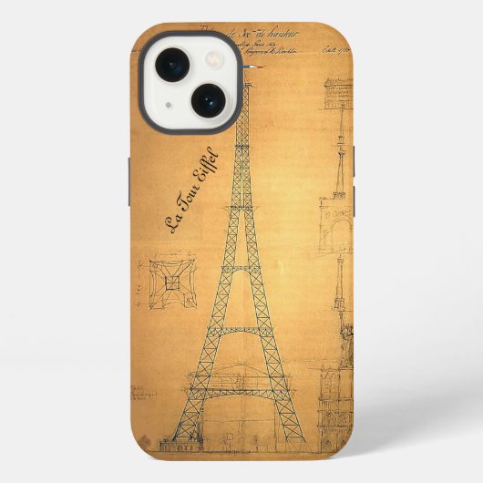 Eiffelturm-Blueprint 1884 iPhone Hülle (Rückseite)