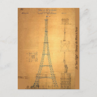 Eiffelturm Blueprint 1884 Postkarte
