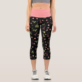 Eiffelturm Blumenrosa und Schwarz Capri Leggings (Vorderseite)