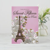 Eiffelturm-Bonbon 15 fünfzehn Einladungen lila (Stehend Vorderseite)