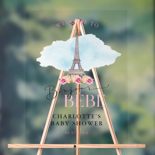 Eiffelturm Bonjour Baby Begrüßungszeichen Acrylschild (Neutral)