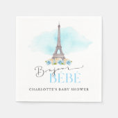 Eiffelturm Bonjour Babydusche Papier Napkins Serviette (Vorderseite)