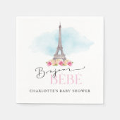 Eiffelturm Bonjour Babydusche Papier Napkins Serviette (Vorderseite)