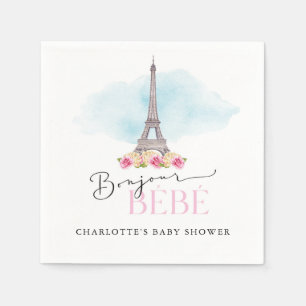Eiffelturm Bonjour Babydusche Papier Napkins Serviette