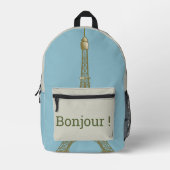 Eiffelturm - Bonjour  Bedruckter Rucksack (Vorderseite)