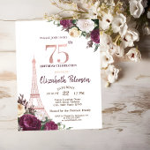Eiffelturm Burgund Blume 75. Geburtstag Einladung