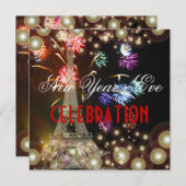Eiffelturm, Champagner-Feuerwerk Einladung (Vorne/Hinten)